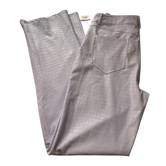 NAKED WARDROBE Women's Lilac Croc Straight Leg Faux Leather Pants Size L - Picture 3 of 7